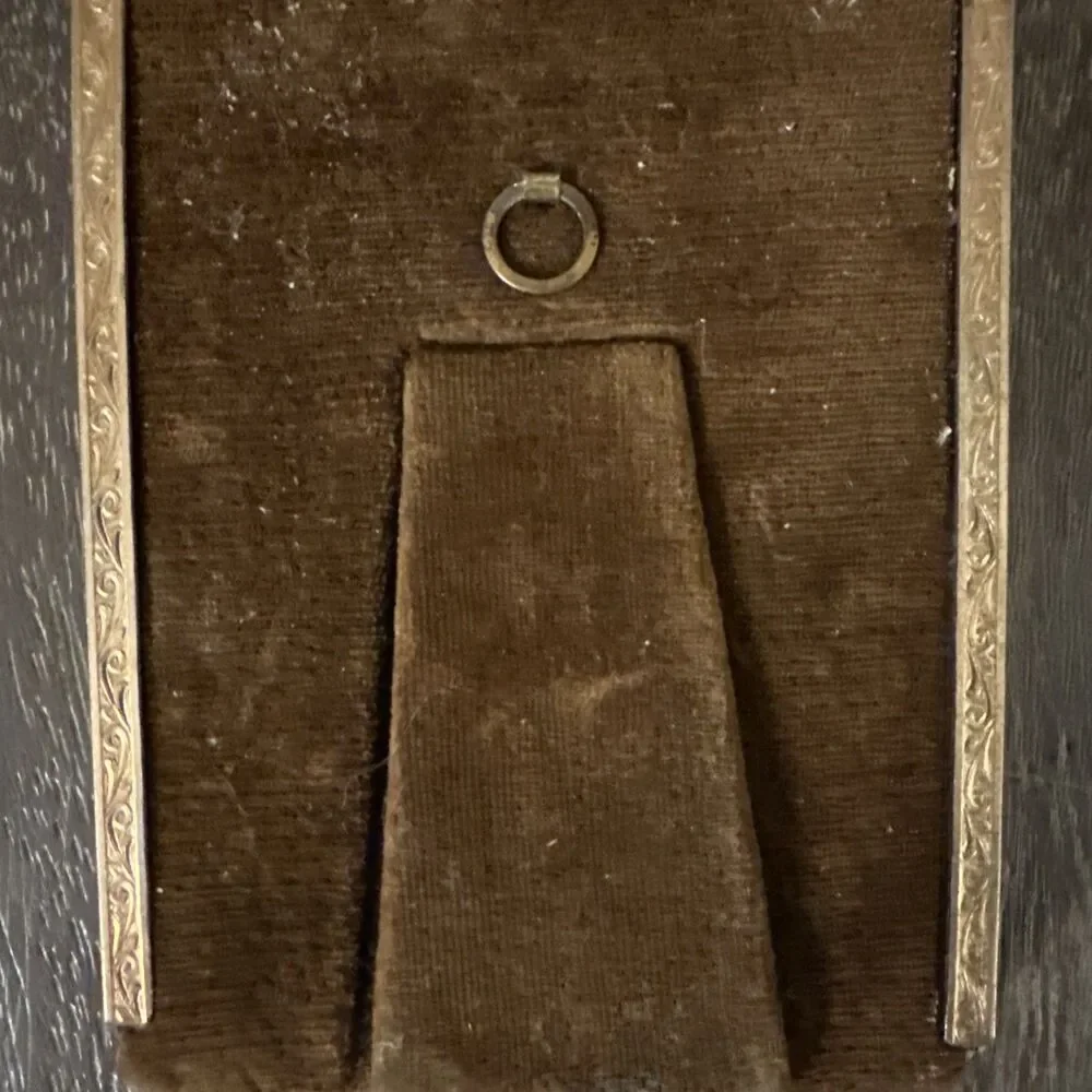 Antique Solid Brass Picture Frame with Original Glass – c. 1890–1915 – 3x4